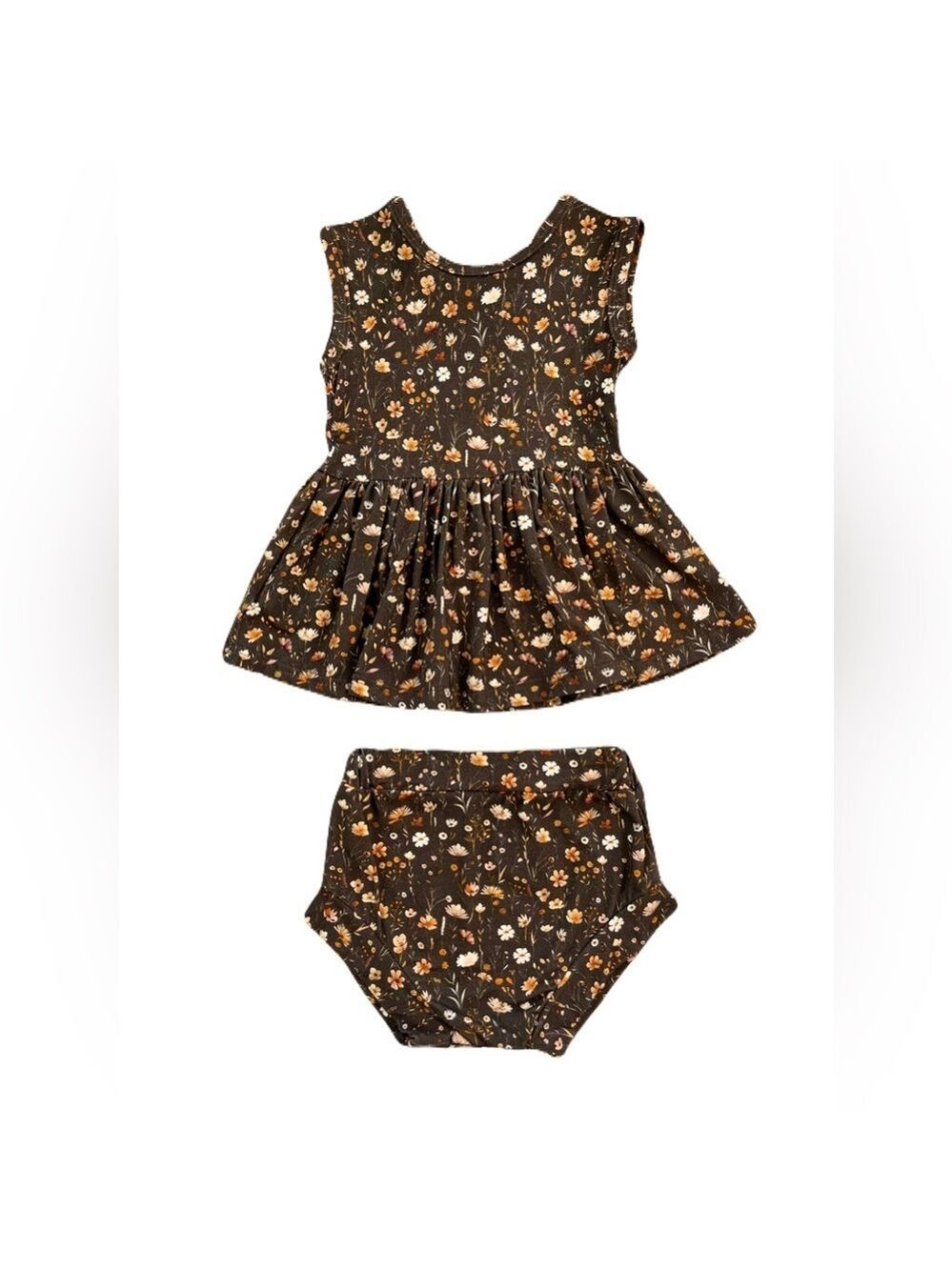 🇨🇦 Little Eyes Auburn Bloom Bamboo Peplum Set - Peplum Top & Bummies